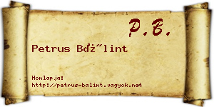 Petrus Bálint névjegykártya