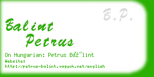 balint petrus business card